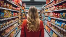 Woman Shopping Processed Food Supermarket